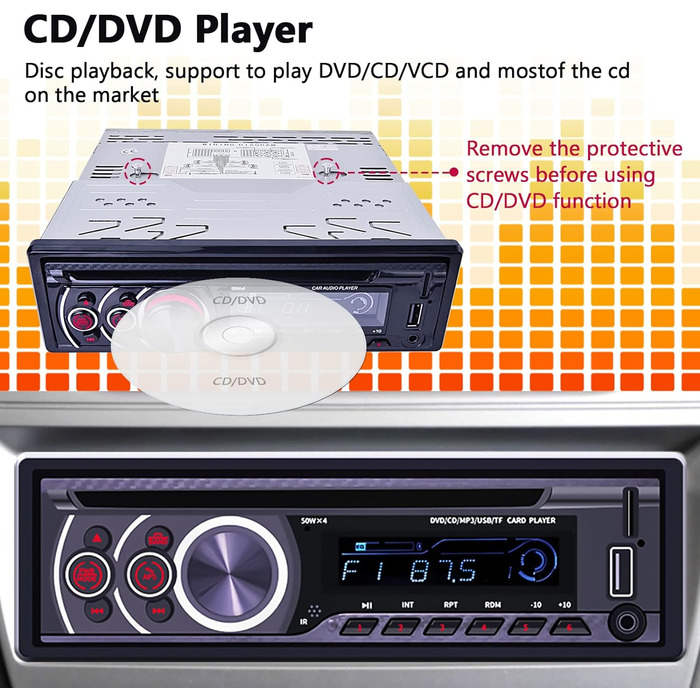 Автомобільна стереосистема Podofo 1 Din CD DVD Bluetooth Handsfree 1Din Автомобільна радіостанція FM USB SD AUX MP3 CD програвач Автомобільна стереосистема з пультом дистанційного керування