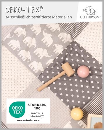 Повзуча ковдра для дитини 120x120 см, 100 матеріали Oeko-TEX, виготовлені в ЄС, товста та м'яка підкладка, - ідеально підходить як дитяча ковдра та ігрова ковдра для дитини (сірі слони, 100 x 100 см)