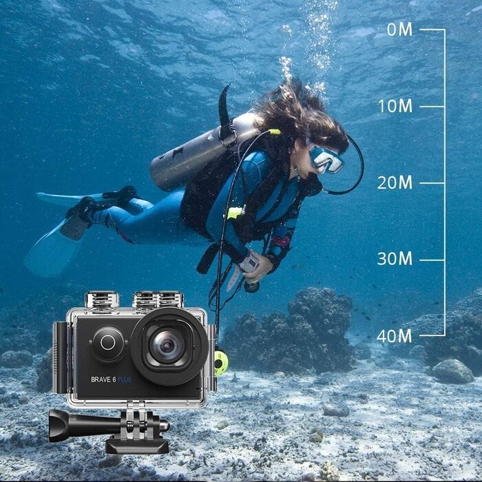 Екшн-камера AKASO Action Cam 4K30FPS 20MP WiFi з сенсорним екраном EIS 4 шт. Zoom Пульт дистанційного керування 40-метрова підводна камера з 2 батареями 1350mAh та комплектом аксесуарів для шолома