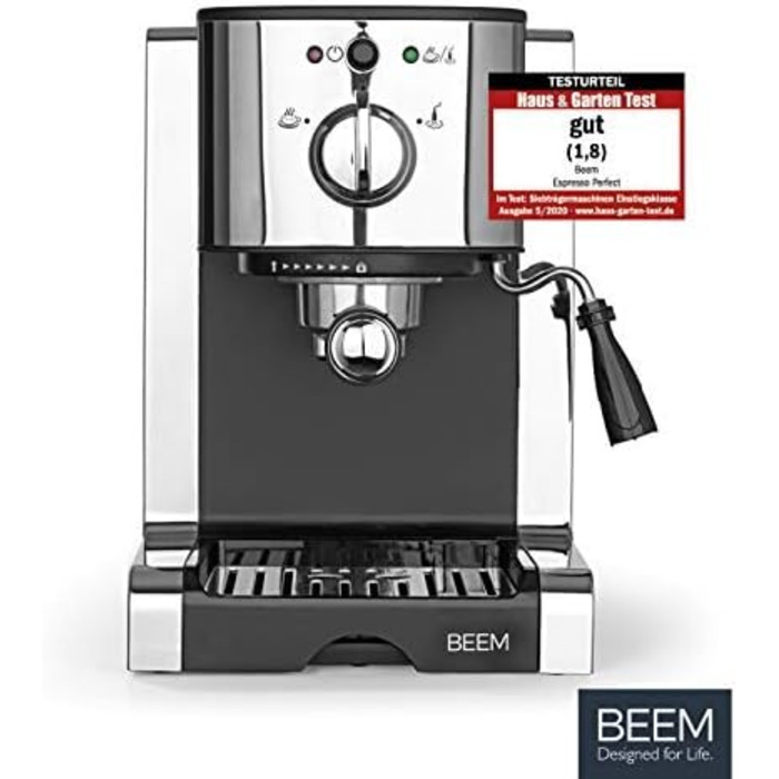 ІДЕАЛЬНА МАШИНА ДЛЯ ПОРТАФІЛЬТРА BEEM ESPRESSO Тиск 20 бар, досконалість пінки та універсальне приготування з капсулами, подушечками або порошком Для ваших вражень баріста на власній кухні вдома ESPRESSO PERFECT, Silver