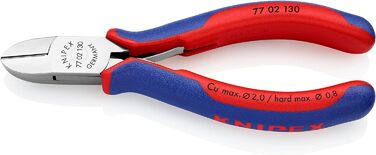 Діагональні кусачки Knipex Electronics з багатокомпонентними ручками 130 мм 77 02 130 Кругла головка, зі скосом 130 мм З багатокомпонентними ручками, червоний/синій