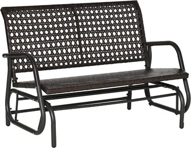 Лавка-гойдалка двомісна Outsunny Poly Rattan  70 x 120 x 84 см зі спинкою для парку