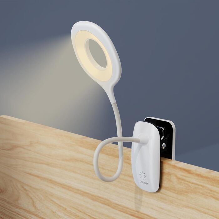 Ліжко, Світлодіодна лампа для читання Ліжко Touch Dimmable 3 кольори Ліжко Lamp Clamp Lamp Lamp Захист очей Gooseneck Лампа для читання Kids USB акумуляторна для навчання, роботи, (білий)