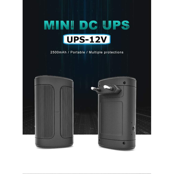 ДБЖ Mini-UPS із внутрішнім акумулятором 2500 мАг і USB-портом ДБЖ для камер та інших пристроїв (макс. 2 А) (12 В)