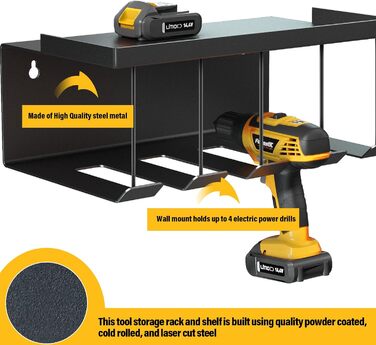 Зберігання інструментів Зберігання Настінне кріплення Акумуляторний ударний дриль-шуруповерт, 4 слоти Надміцна електрична дриль Настінна стійка для зберігання Викрутка Організація Тримач інструменту Стійка для інструментів.