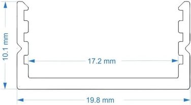 Світлодіодний профіль ledomec 2m AUFBAU-17 Flat Black для світлодіодних стрічок, світлодіодних стрічок до 17 мм з кришкою (2 м чорний, кришка чорна) (1 м чорна кришка чорна)