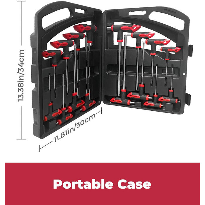 Набір шестигранних і торцевих ключів на 16 предметів, набір ключів з Т-подібною ручкою з коробкою