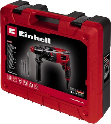 Перфоратор Einhell TC-RH 620 4F Kit (620 Вт, пневматичний ударний механізм, сила удару 2,2 Дж, ударне свердління, свердління, довбання з фіксацією та без, SDS-Plus, блокування безперервної роботи)