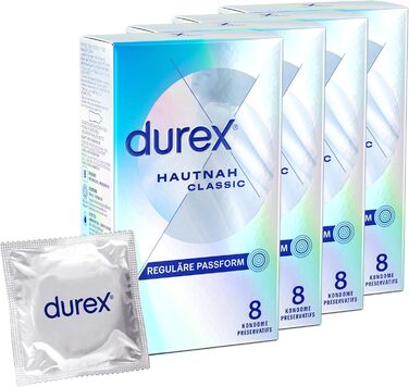 Презервативи Durex Hautnah Classic - 32 презервативи для інтенсивних відчуттів та інтимної єдності - 4 x 8 шт. 8 шт. (4 упаковки)