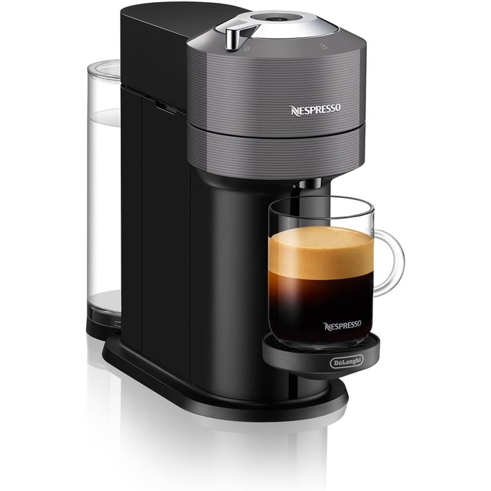 Кавова капсульна машина Nespresso De'Longhi ENV 120.GY Vertuo Next, 1500 Вт, 1,1 л, 42,9 x 14,2 x 31,9 см, сіра без піноутворювача молока