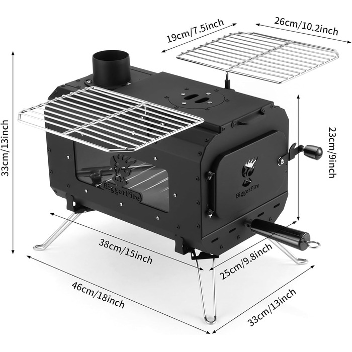 Наметова піч портативна піч для кемпінгу чорна дров'яна піч наметовий обігрівач для наметів притулків і кемпінгу на відкритому повітрі