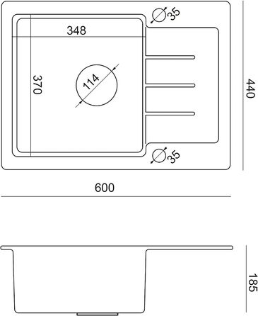 Раковина VBChome Чорна зі змішувачем 60 x 44 см Гранітна одинарна раковина Вбудована раковина Крапчаста двостороння композитна раковина сифон Змішувач для раковини Змішувач Одноважільний (сірий Julia Inox)