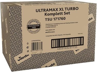 Набір Vileda Ultramax Turbo XL для підлоги XL з телескопічною ручкою для великих площ, відро з віджимом, для всіх твердих підлог