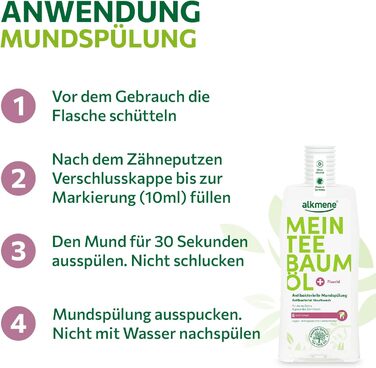 Ополіскувач для порожнини рота Alkmene Tea Tree Oil з 6-кратним захистом від карієсу, цукрових кислот і зубного каменю, 3 x 500 мл