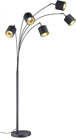 Торшер Reality Lighting Tommy R46335979, матовий метал, тканинний абажур золотого кольору, ексклюзивний 5 шт. E14 (білий, дугова лампа)