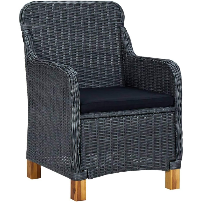 Садові стільці з подушками 2 шт. Poly Rattan Dark Grey