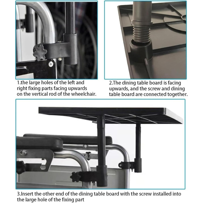 Піднос для інвалідного візка, знімний столик для інвалідного візка, знімний пластиковий стіл для дорослих, легкий переносний обідній стіл для інвалідних візків, аксесуар для їжі, читання, відпочинку, підходить для R
