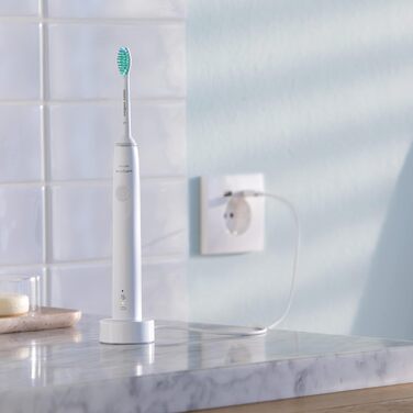 Електрична зубна щітка Philips Sonicare Sonic серії 3100 із вбудованим датчиком тиску, SmarTimer і QuadPacer, біла, HX3671/13