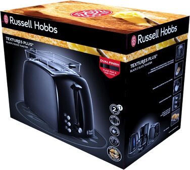 Набір для сніданку Russell Hobbs з 2 шт. електричний чайник (2400 Вт, світлодіодне освітлення) тостер (дуже широкі слоти для тостів) серія Textures Plus