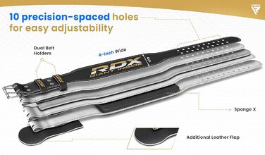 Пояс для важкої атлетики RDX шкіряний 4 і 6, пряжка тренувального ременя з регульованими отворами, пояс для силових тренувань Powerlifiting Fitness Strength Training Bodybuilding, м'який пояс для важкої атлетики в тренажерному залі, чоловіки жінки (2XL пі