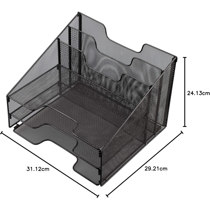 Настільний органайзер VANRA Металеві сітчасті лотки для листів Настільні аксесуари з 3 лотками для паперу та 2 вертикальними відділеннями Настільні аксесуари Настільний лоток для журнальних папок чорний