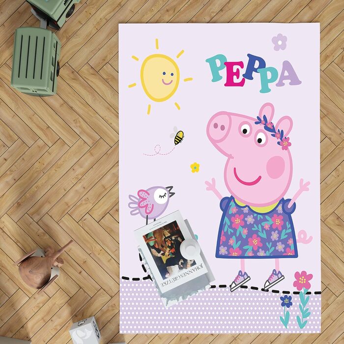 Килимок для дитячої кімнати Peppa Wutz Pig Happy Pink 100 см х 133 см нековзний шумопоглинаючий дитячий килимок ігровий килимок ігровий килимок килимок для дівчаток Джордж дідусь кролик мама тато пельмень Сьюзі цукерка