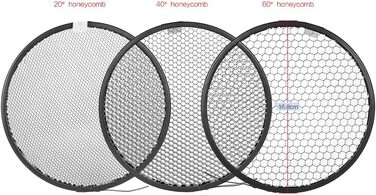 Стандартний рефлектор Лампа Екран Тарілка з 20 40 60 Стільникова решітка для Bowens Mount Grid Softbox Honeycomb Studio Strobe Flash Light Speedlite, 7