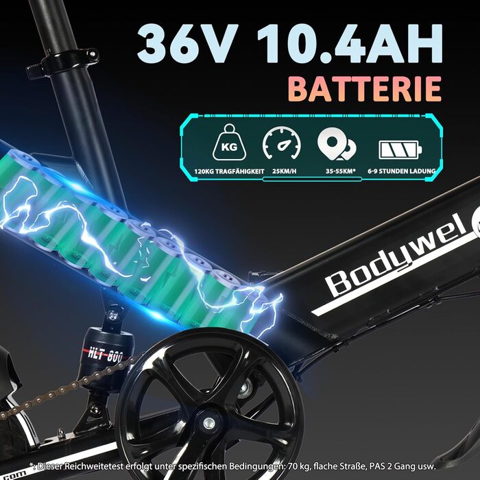 Електричний велосипед Bodywel T16 Mini E Bike 16 дюймів 250W 36V / 10.4Ah чорний