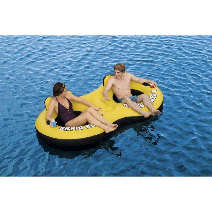 Крісло Bestway двомісне з плаваючим кільцем 'Rapid Rider X2 Tub 251 х 132см, 43113-BEUX16GL02, жовто - біло - чорне, 1 РОЗМІР