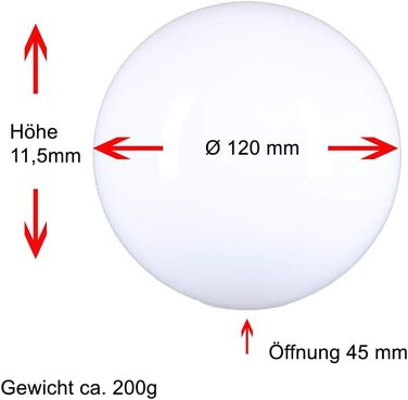 Скло лампи Ø 120 мм сферичне скло біле глянсове скло для заміни скла глобус E27 Опалове скло