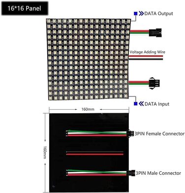 Гнучкий 16x16 8x32 Luces Pixel Панель Матричний екран Світлодіодний модуль з індивідуальною адресацією (SK6812 RGBW 16X16), 5V SK6812 5050 RGBW SMD