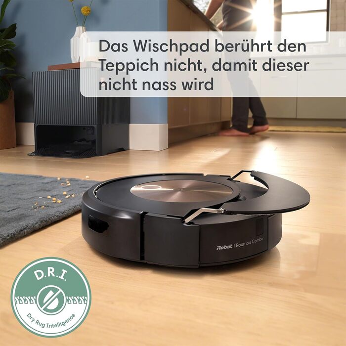 Робот-пилосос iRobot Roomba Combo j9 з автоматичним всмоктуванням/заправкою, картографуванням, навігацією PrecisionVision, 4-ступінчастим прибиранням, виявленням/уникненням об'єктів, сумісний з голосовим помічником