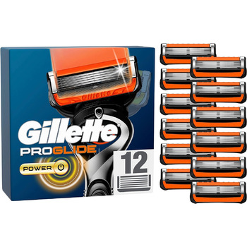 Леза для бритви Gillette ProGlide Power, 12 змінних лез для вологих бритв чоловіків з 5-стороннім лезом