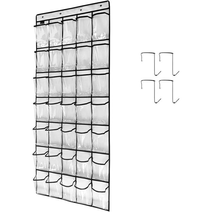 Багатофункціональна сумка для зберігання ванної кімнати, кухні, шафи, тримач для взуття, економія місця, над дверима, органайзер з 35 прозорими великими кишенями, підвісна сумка, взуття, безбарвна