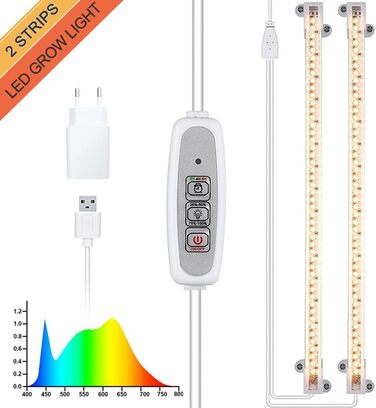 Світлова стрічка для вирощування рослин, світлодіодні світильники для вирощування кімнатних рослин, повний спектр жовтого світла 3000k, таймер 2/4/8H, режим перемикання, лампа для вирощування сукулентів, 3 трубки-вилка ЄС