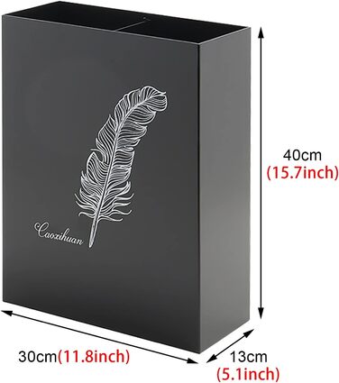 Підставка для парасольки PGKTKCWH, прямокутний тримач для парасольки зі знімним піддоном для крапель, сучасний стильний органайзер для парасольки з візерунком пір'я, для домашнього офісу декоративний/чорний