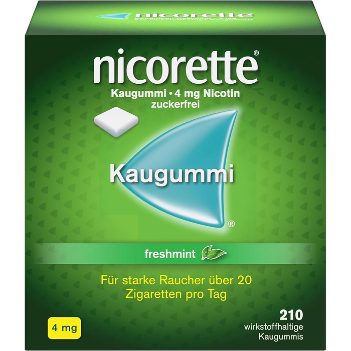 Жувальна гумка NICORETTE 4 мг freshmint Нікотинова жувальна гумка для відмови від куріння зі смаком м'яти з нікотином 4 мг Кинь палити 210 шт.