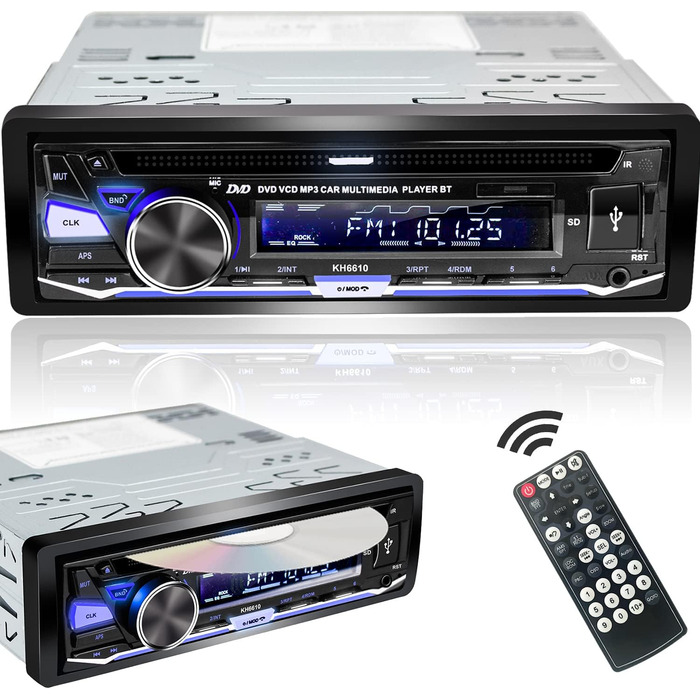 Автомобільна стереосистема Alondy з програвачем CD/DVD Bluetooth USB, CD-тюнер 1Din з радіо RDS FM AM MP3 SD AUX DVD-1 Din