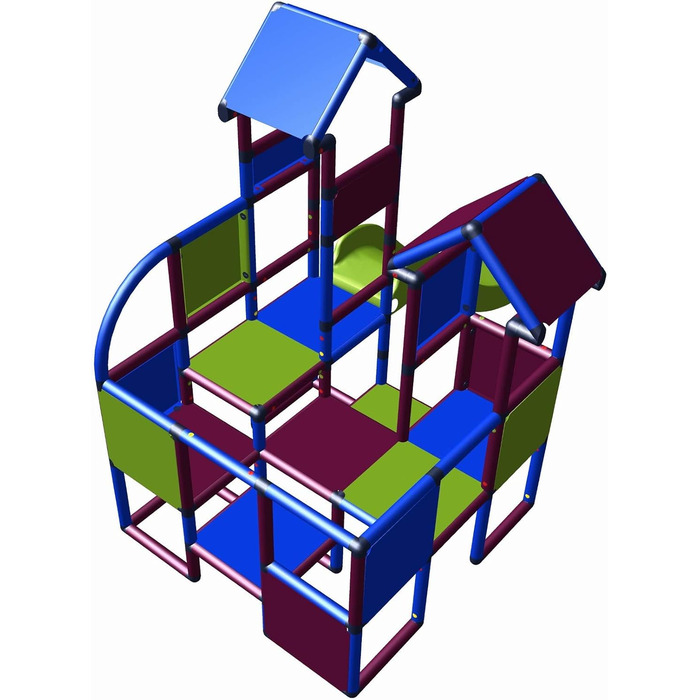 Ігровий замок Моріца з гіркою в пурпурно-синьо-яблучно-зеленому кольорі Садовий ігровий будиночок підходить для дитячих кімнат, ігрових кімнат або на вулиці в саду У приміщенні На вулиці, 6418 -