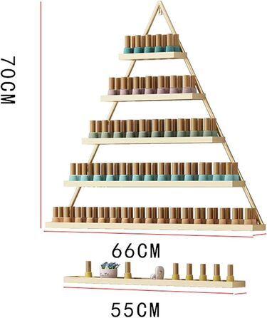 Настінні металеві стійки для зберігання лаку для нігтів JXCCA, золотиста стійка для лаку для нігтів, трикутна металева рама, надміцна, легко чиститься, золотистий набір з 10 предметів