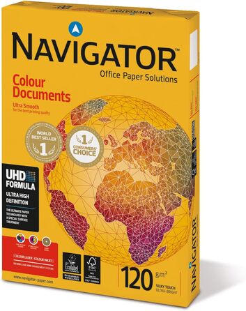 Папір Navigator Extra Smooth для кольорових документів (120 г/м, формат А3) 500 аркушів білого кольору