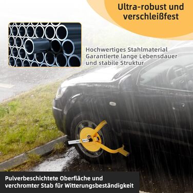 Іммобілайзер кігтів коліс GYMAX із замком, захист від крадіжки кігтя шини, сталевий паркувальний кіготь, в т.ч. 2 ключі, ширина шини до 22 см, 13-15 дюймів, регулюється для автомобілів, автофургонів, причепів