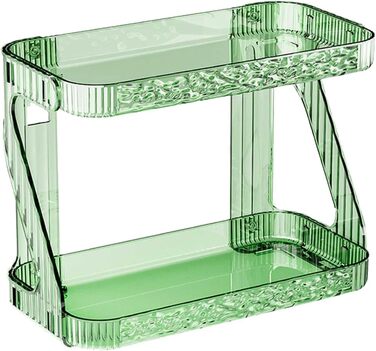 Рівнева полиця для косметики Moslalo, 2-рівневий органайзер для стільниці, косметика для догляду за шкірою, двошаровий прозорий органайзер для ванної кімнати, органайзер для макіяжу без свердління волосся, зелений, 2-