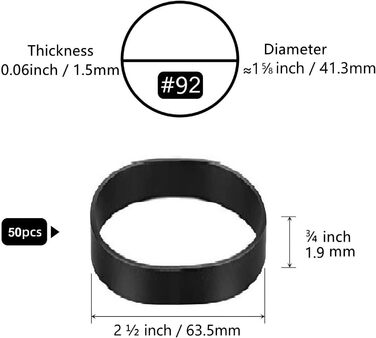 Тактичні гумки, розмір 92 (5.4 x 1.9 см), 50 шт. , чорні, товсті, широкі, маленькі, міцні, міцні, гумки для офісу, дому, школи, промисловості, на відкритому повітрі, виживання, кемпінгу, полювання (чорні)