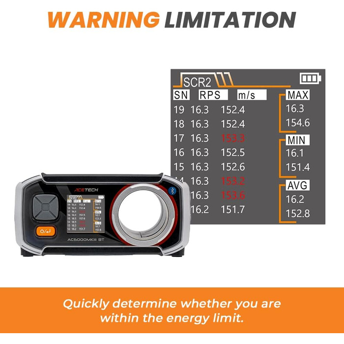 Хронограф для стрільби AC6000MKIII BT, тестер швидкості BBS, 6000