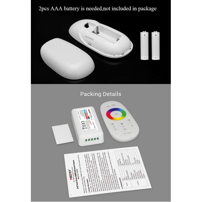 Світлодіодний пульт дистанційного керування LGIDTECH FUT027 Miboxer RGBW приймач контролера 12-24 В, сумісний зі світлодіодною стрічкою RGBW, також можна керувати через APP через концентратор WiFi Gateway