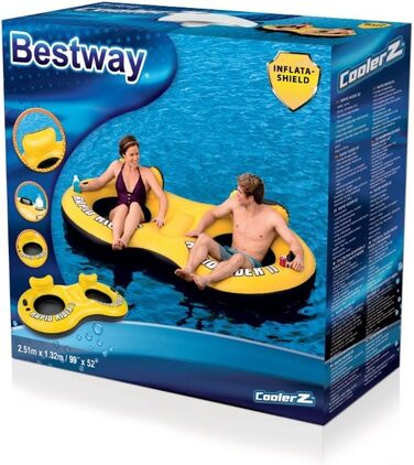 Крісло Bestway двомісне з плаваючим кільцем 'Rapid Rider X2 Tub 251 х 132см, 43113-BEUX16GL02, жовто - біло - чорне, 1 РОЗМІР