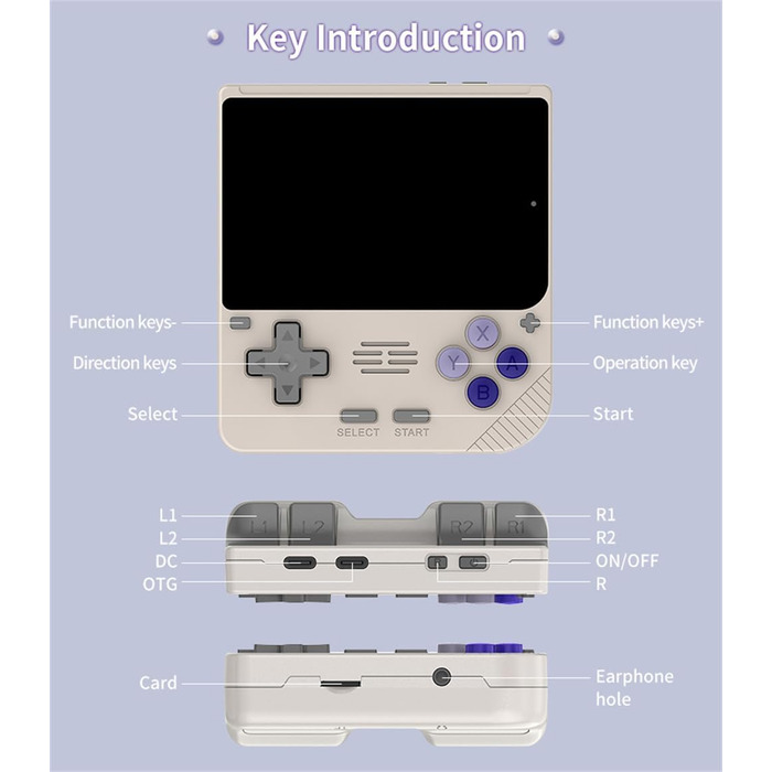 Портативна ігрова приставка Powkiddy V10 Retro, сумісна з 64-бітними 3D-симуляторами та системою з відкритим вихідним кодом, 128G TF Card, 20000 ігор, 3.5-дюймовий IPS екран, 3000 мАг портативні ігрові приставки (чорний-128G)