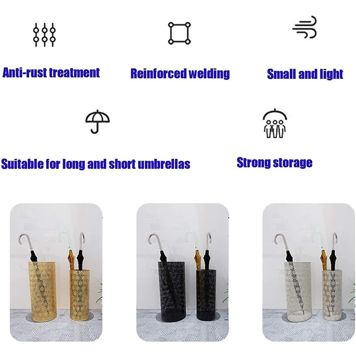 Підставка для парасольок TEmkin, підставка для парасольок Залізний будинок Готель Відро для парасольок з гачком Може зберігати 10 12 парасольок 20,5 * 49 см Feito NA China (20,5 * 49 см) 20,5 * 49 см