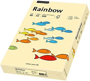 Папірус 88042278 принтер/копіювальний папір кольоровий Rainbow 80 г/м, кольоровий папір А3 500 аркушів, матовий, замша